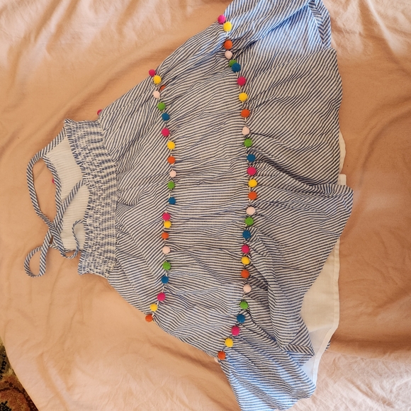 Striped Tommy Bahama Dress with Colorful Pom Poms - Picture 4 of 7
